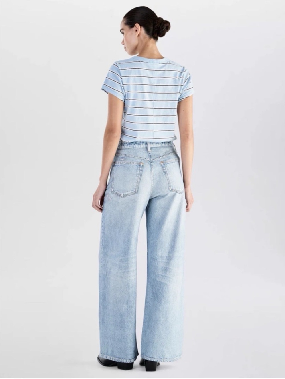 NWT Rag & Bone Miramar Sofie Wide-Leg Pants Sweatpant Jeans 30 Light Blue - Picture 3 of 16